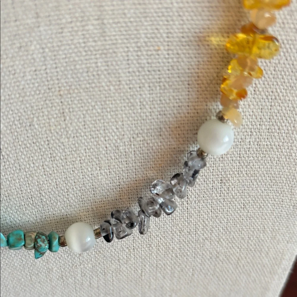 Stone Chip and Cats Eye Glass Bead Necklace #404 - Picture 5 of 6